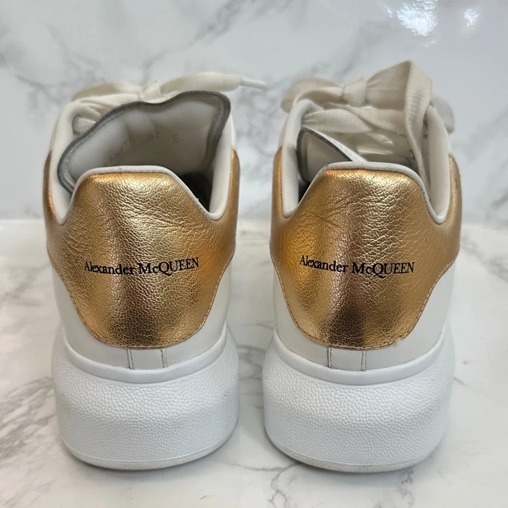 Alexander McQueen Women's Sneakers in White and Gold - Picture 3 of 14